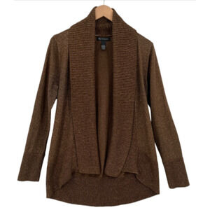 International Concepts INC Bronze Metallic Cascade Open Cardigan Size Med Brown